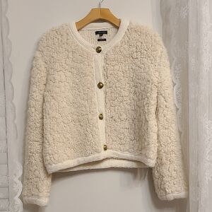 Massimo Dutti Cream Boucle Cardigan With Gold Button Details